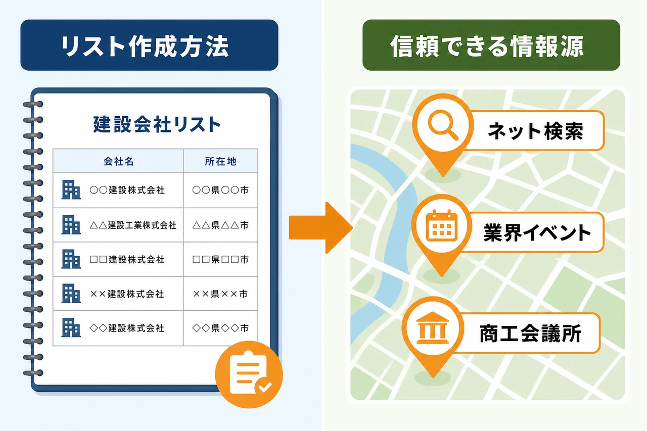 建設会社リストの主な入手先一覧
