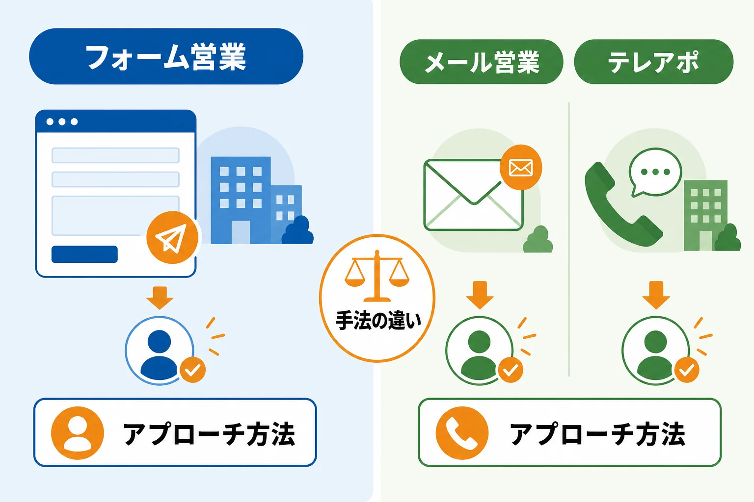 フォーム営業とメール営業・テレアポの違い