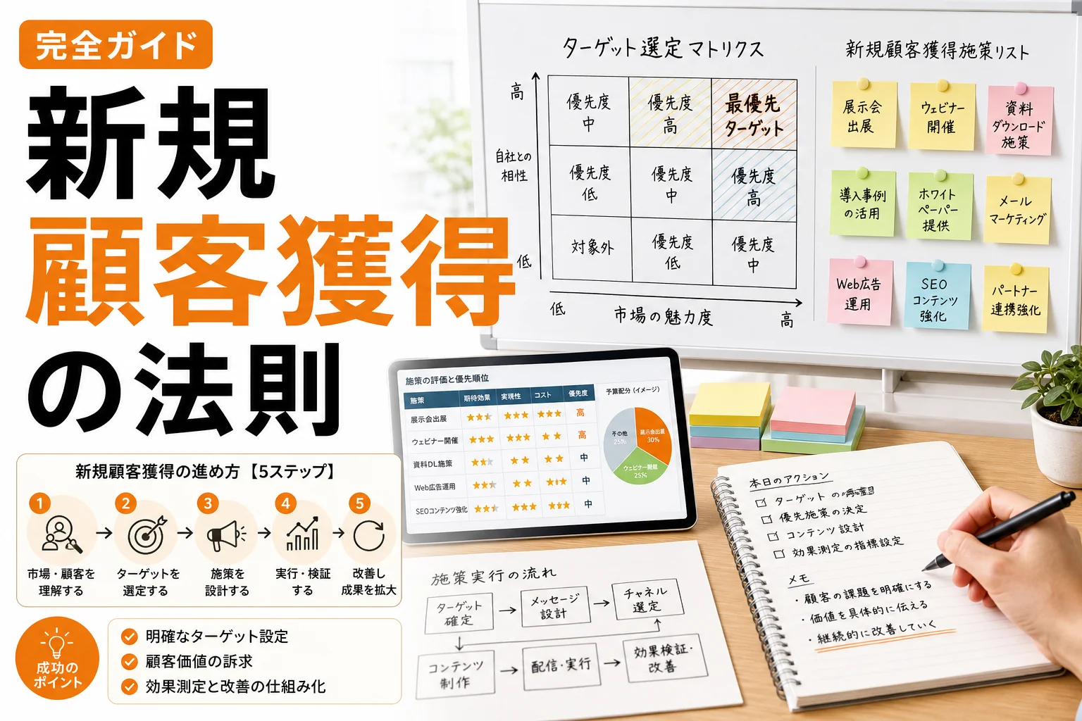新規顧客を増やすには?BtoB企業が成果につなげる実践施策と進め方を徹底解説