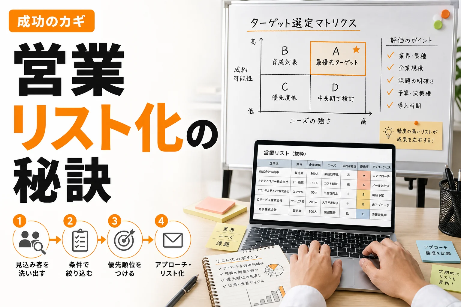 営業のリスト化を成功させる方法とは?作り方・精度向上・活用のコツを徹底解説