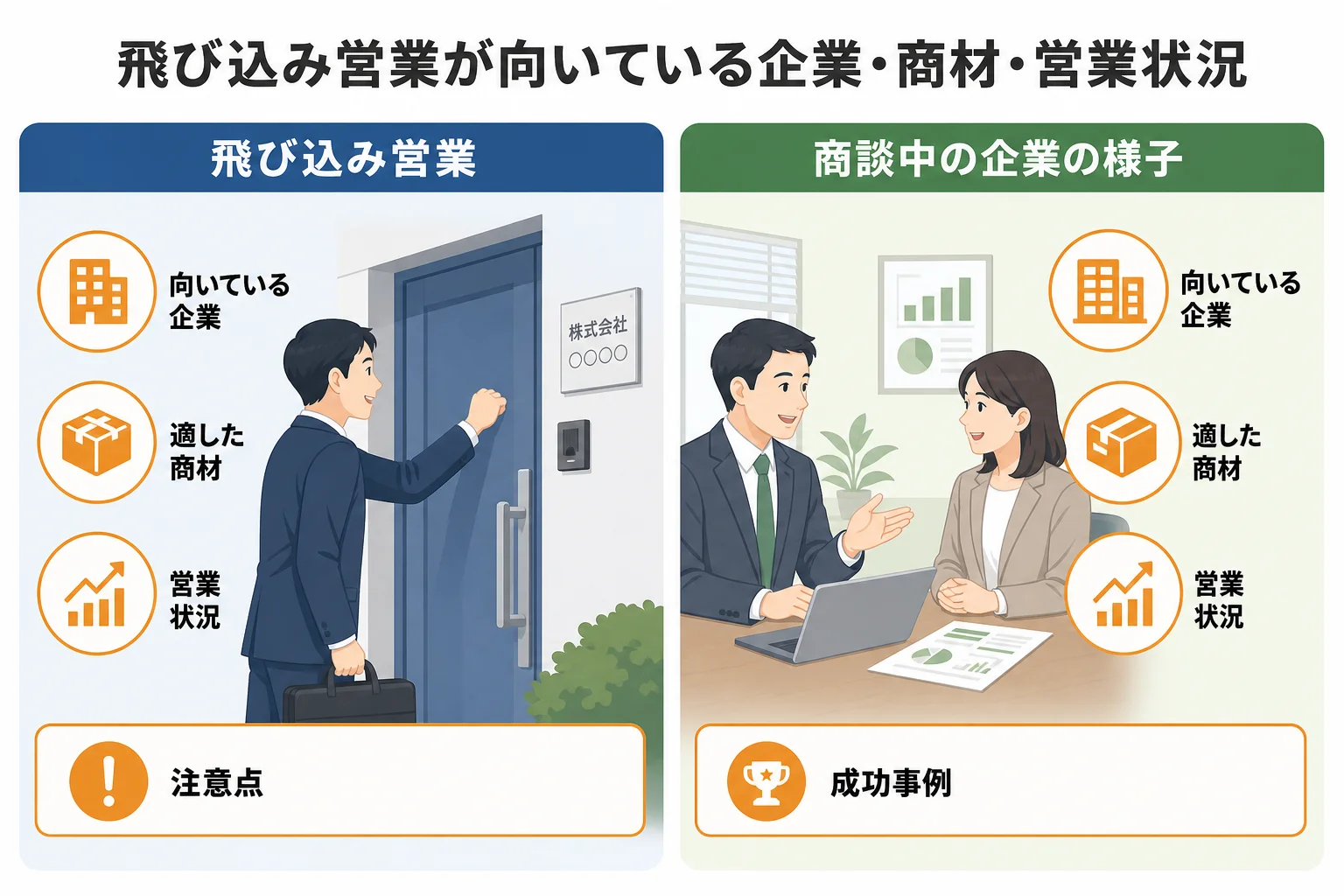 飛び込み営業が向いている企業・商材・営業状況
