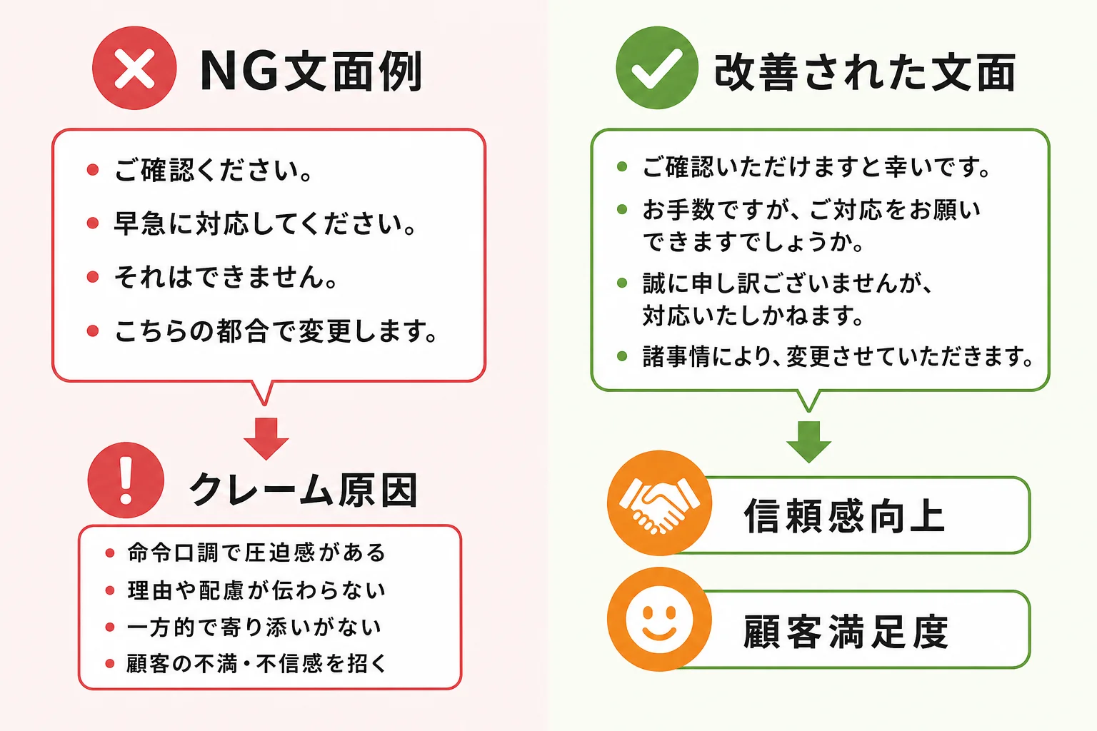 クレームになりやすいNG文面と送信パターン