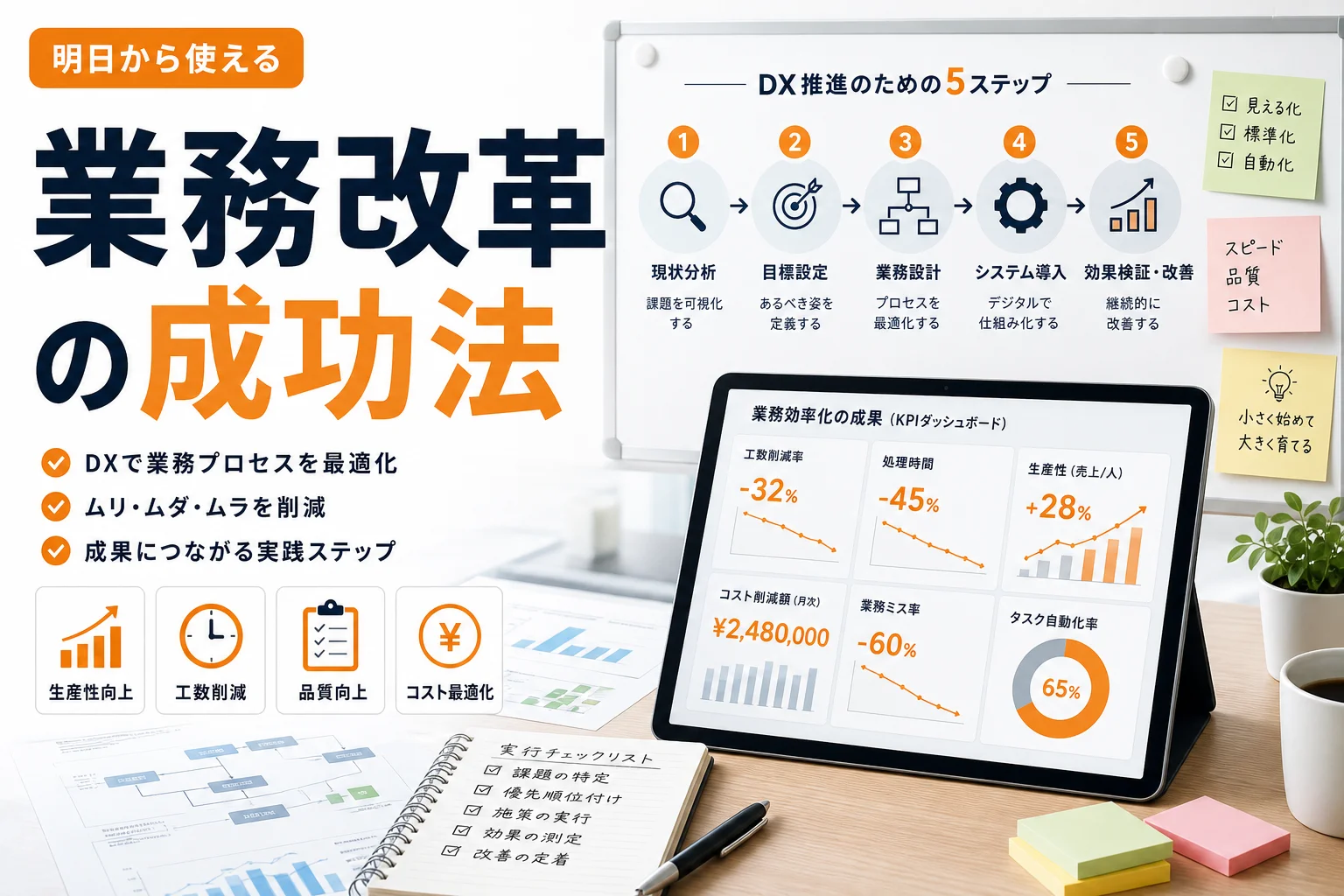 DXによる業務プロセスの変革と経営改革を成功させる方法|BtoB営業課題を解決する実践ステップ
