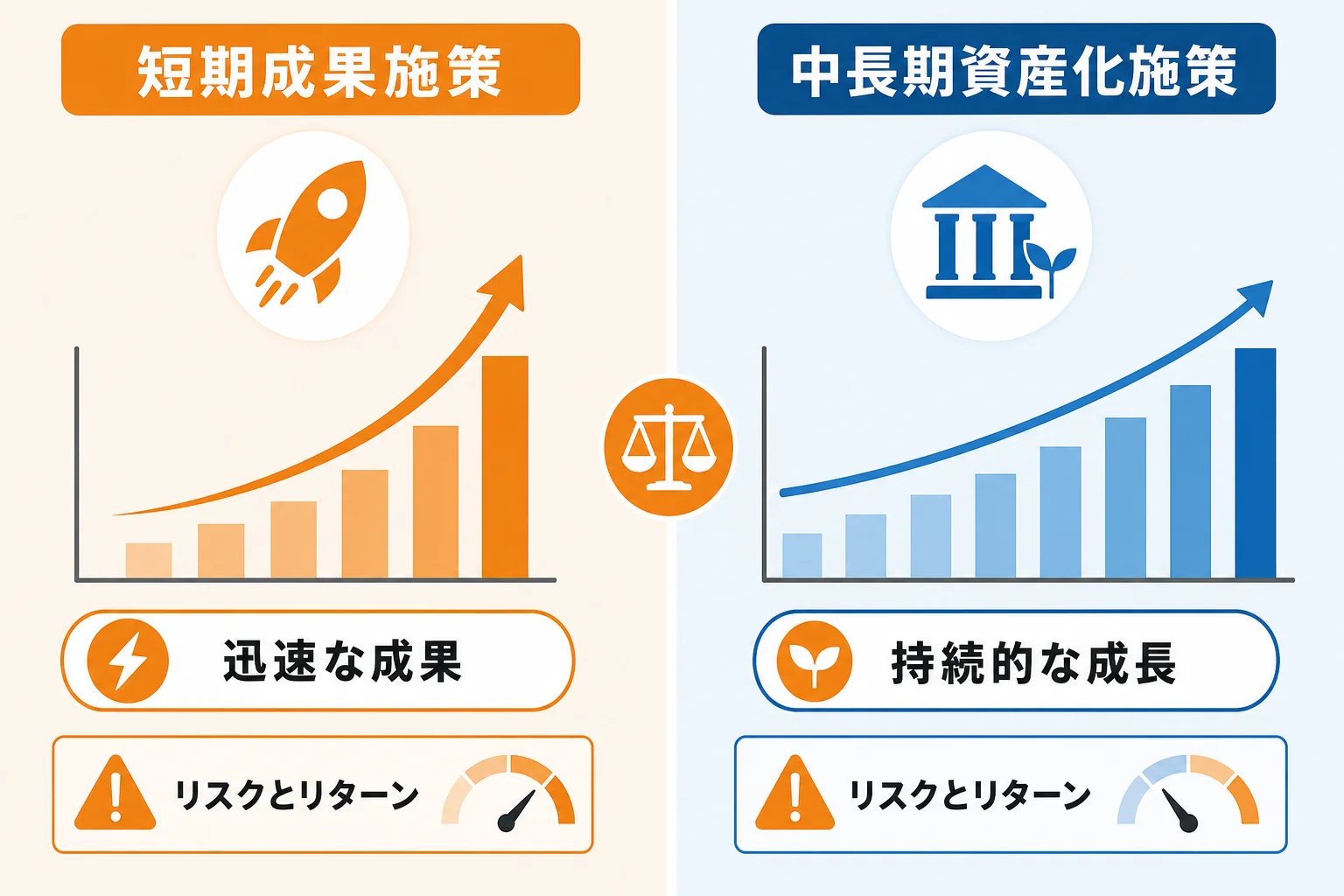 短期成果を狙う施策と中長期で資産化する施策の違い