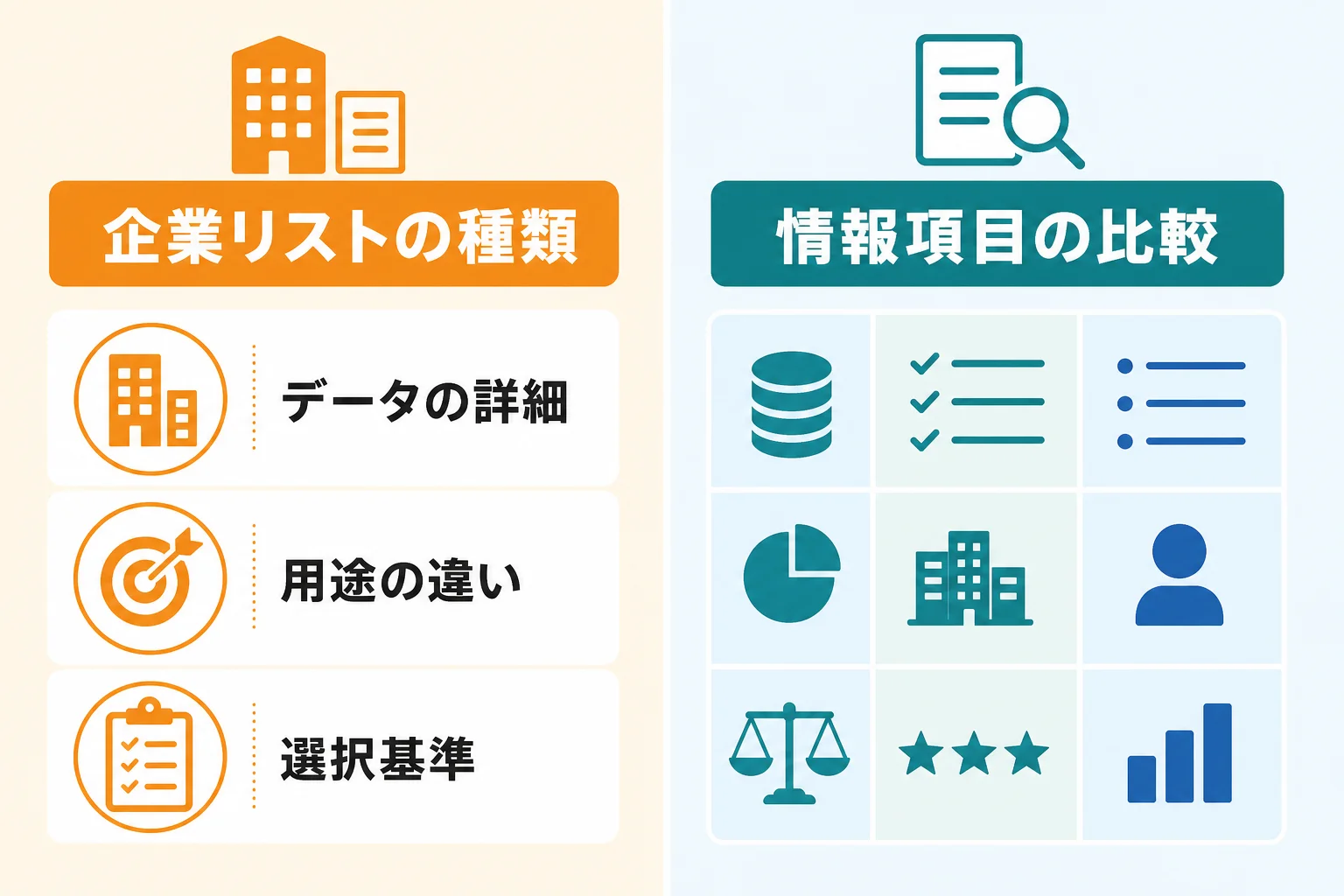 購入できる企業リストの種類と情報項目の違い