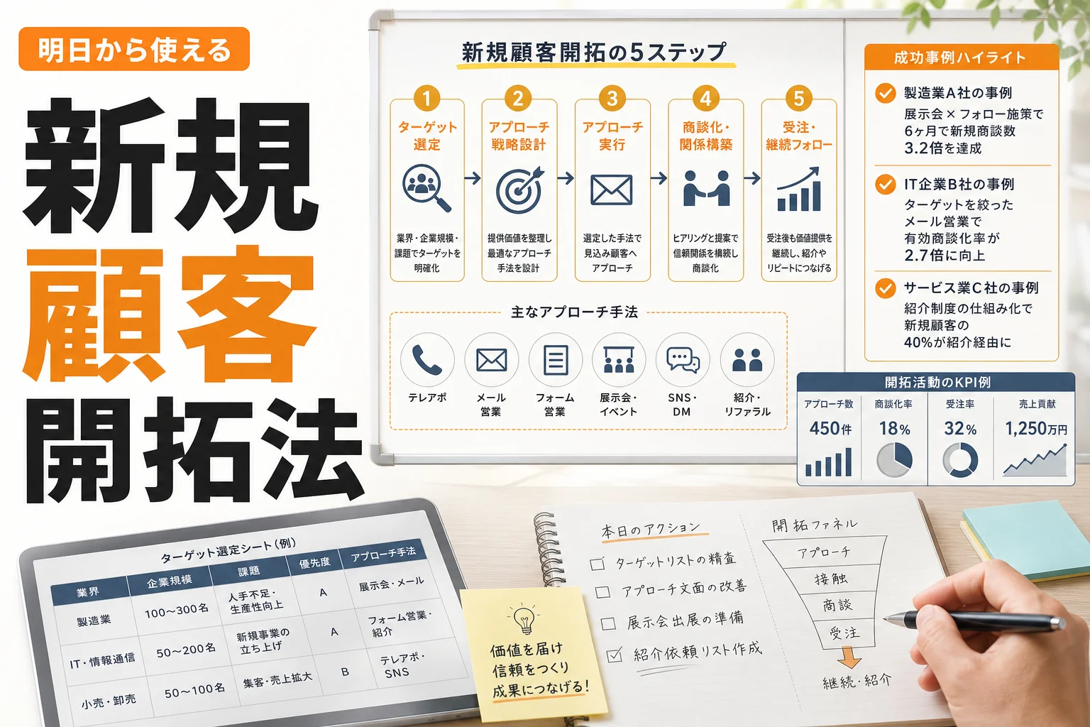 新規 顧客 開拓 方法12選|BtoB営業で成果につながる施策の選び方と進め方