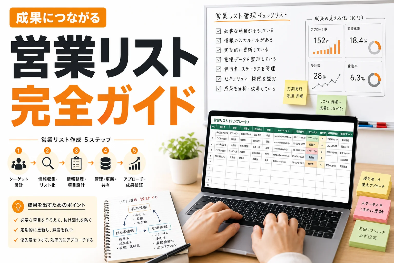 営業リスト テンプレート スプレッドシート完全ガイド|すぐ使える設計項目と成果につながる管理方法