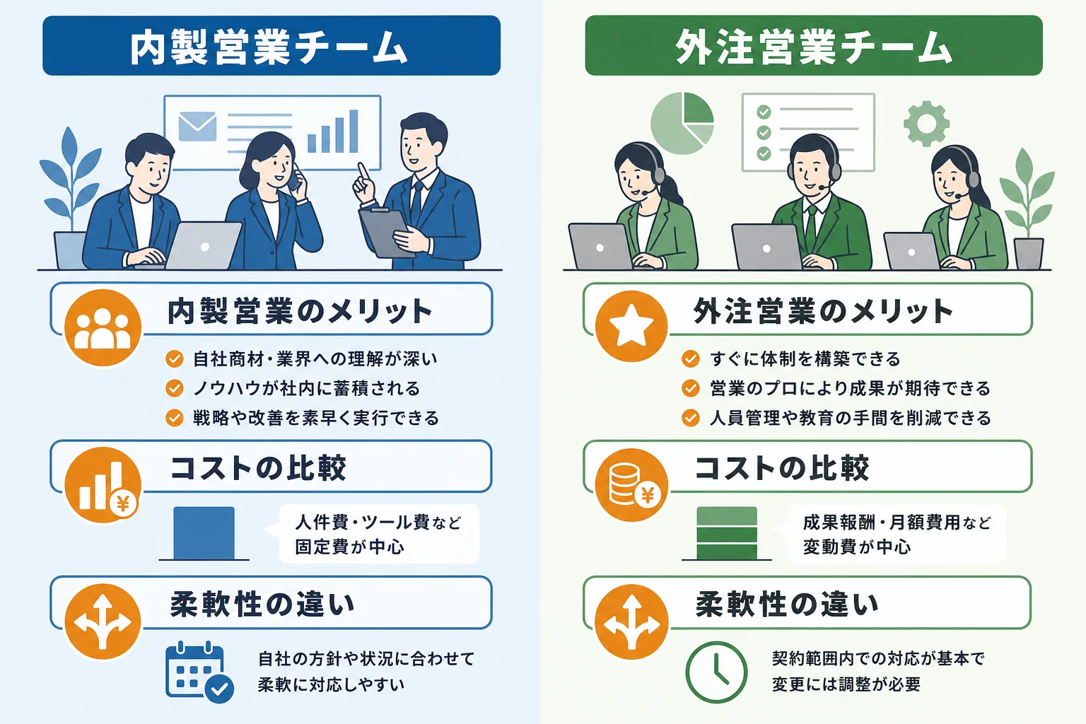 自社に合うフォーム営業の進め方|内製・外注・他施策併用の選び方
