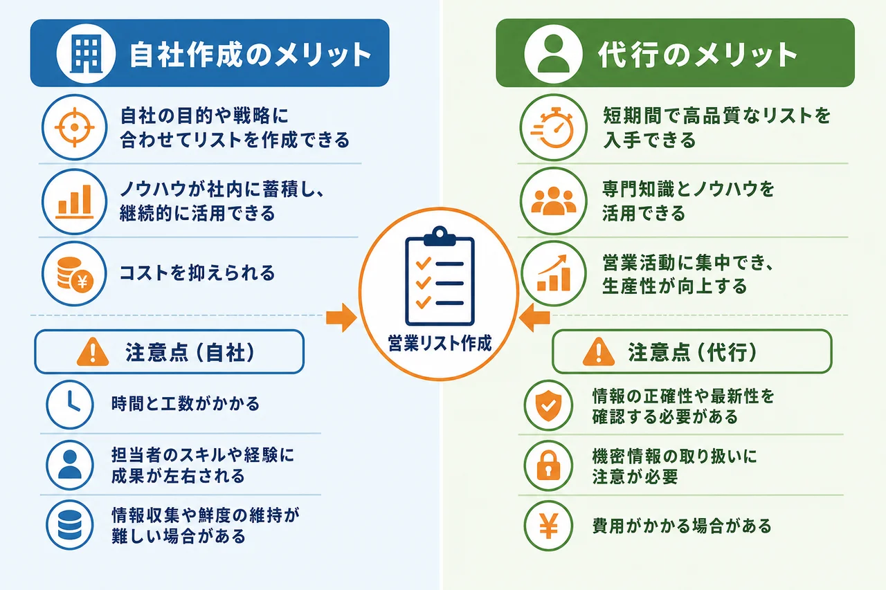 営業リスト作成を代行に任せるメリットと注意点
