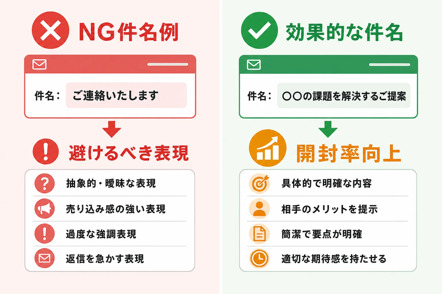 反応が落ちやすいNG件名と避けるべき表現