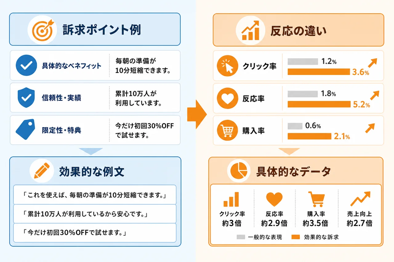 反応を高める訴求ポイントと例文の考え方