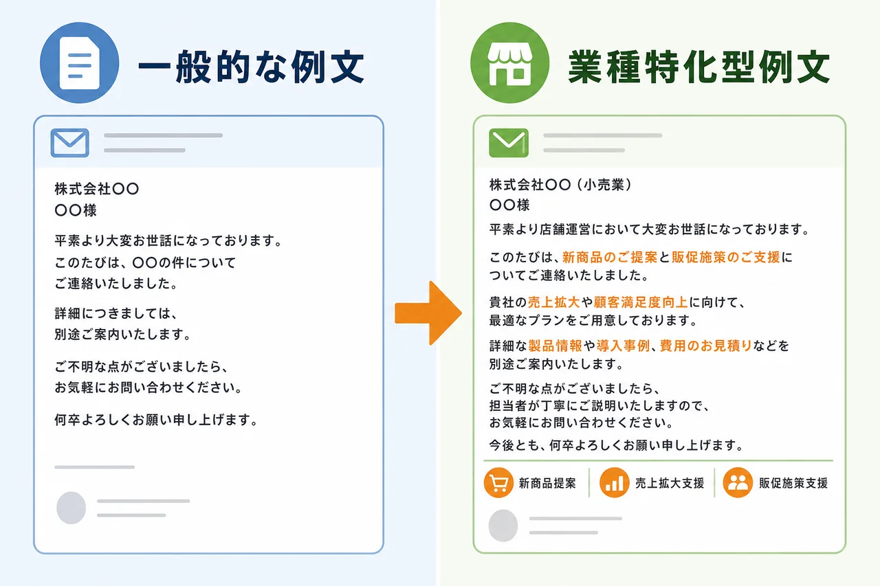 業種未指定でも使いやすい例文のカスタマイズ方法