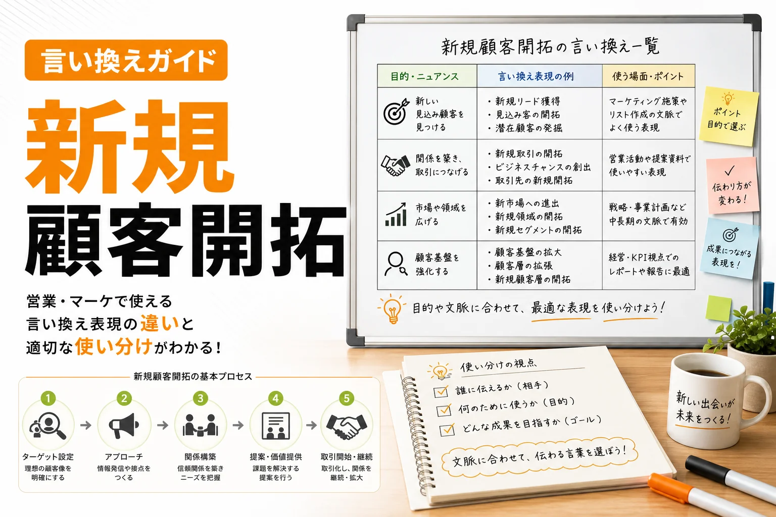 新規顧客開拓 言い換え一覧|営業・マーケで使える表現の違いと適切な使い分け