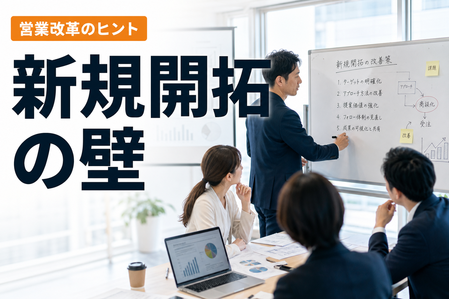 新規開拓 営業がつらい原因とは?BtoB企業が成果を落とさず立て直す改善策を解説