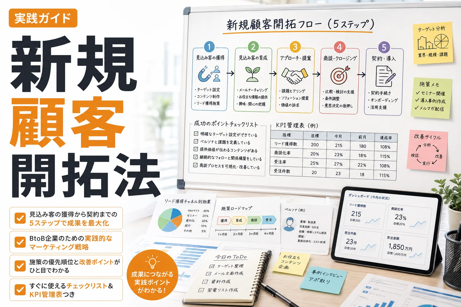 新規顧客開拓 マーケティングの実践法12選|BtoB企業が成果につなげる戦略設計と改善ポイント