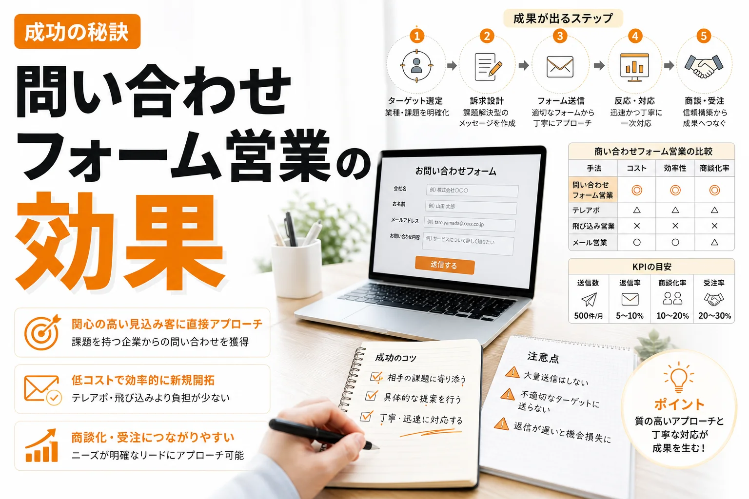 問い合わせフォーム営業の効果はある?成果が出る条件・成功のコツ・注意点を徹底解説