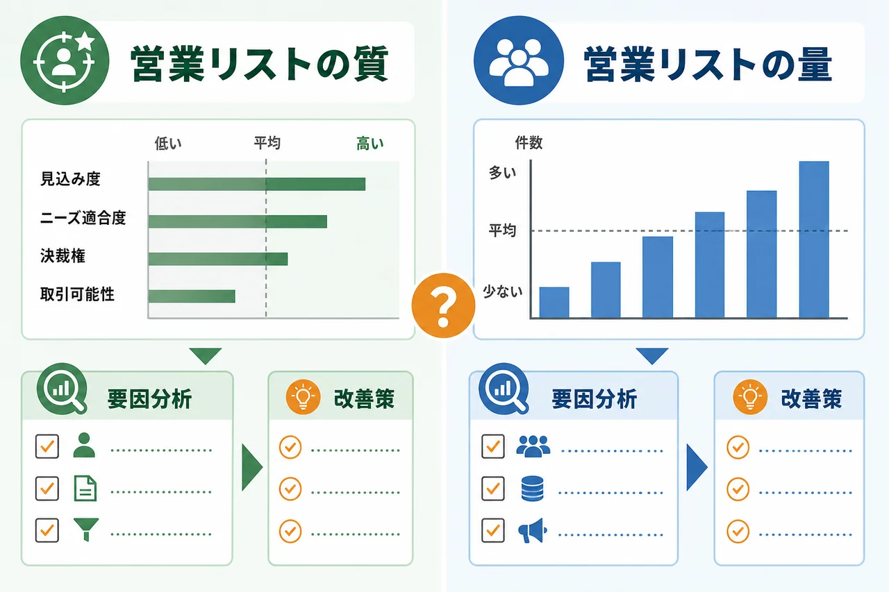 まず確認したい、自社の営業リスト不足が『量』の問題か『質』の問題か