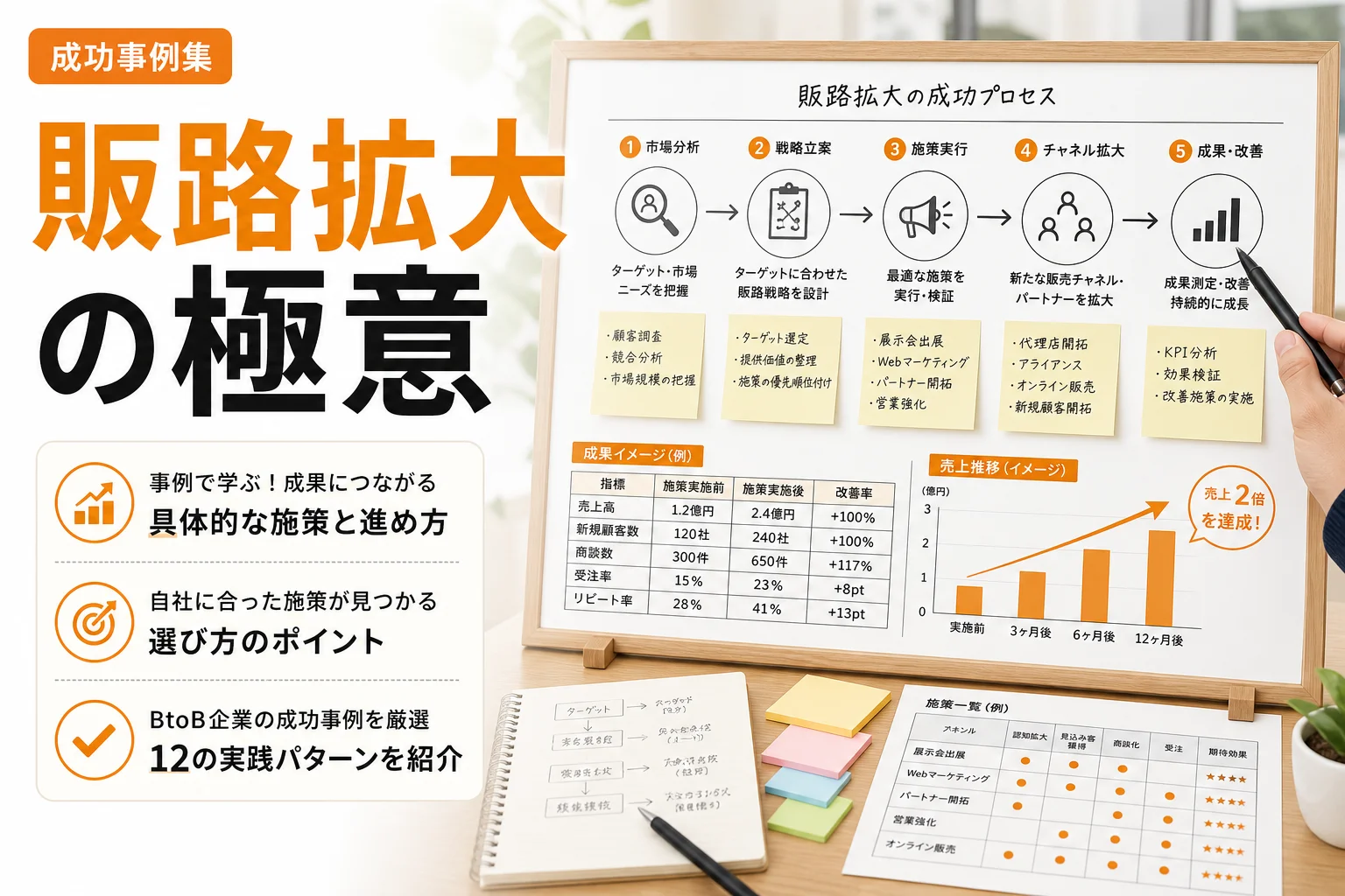 販路拡大の事例12選|BtoB企業が成果につなげる施策・選び方・進め方を解説