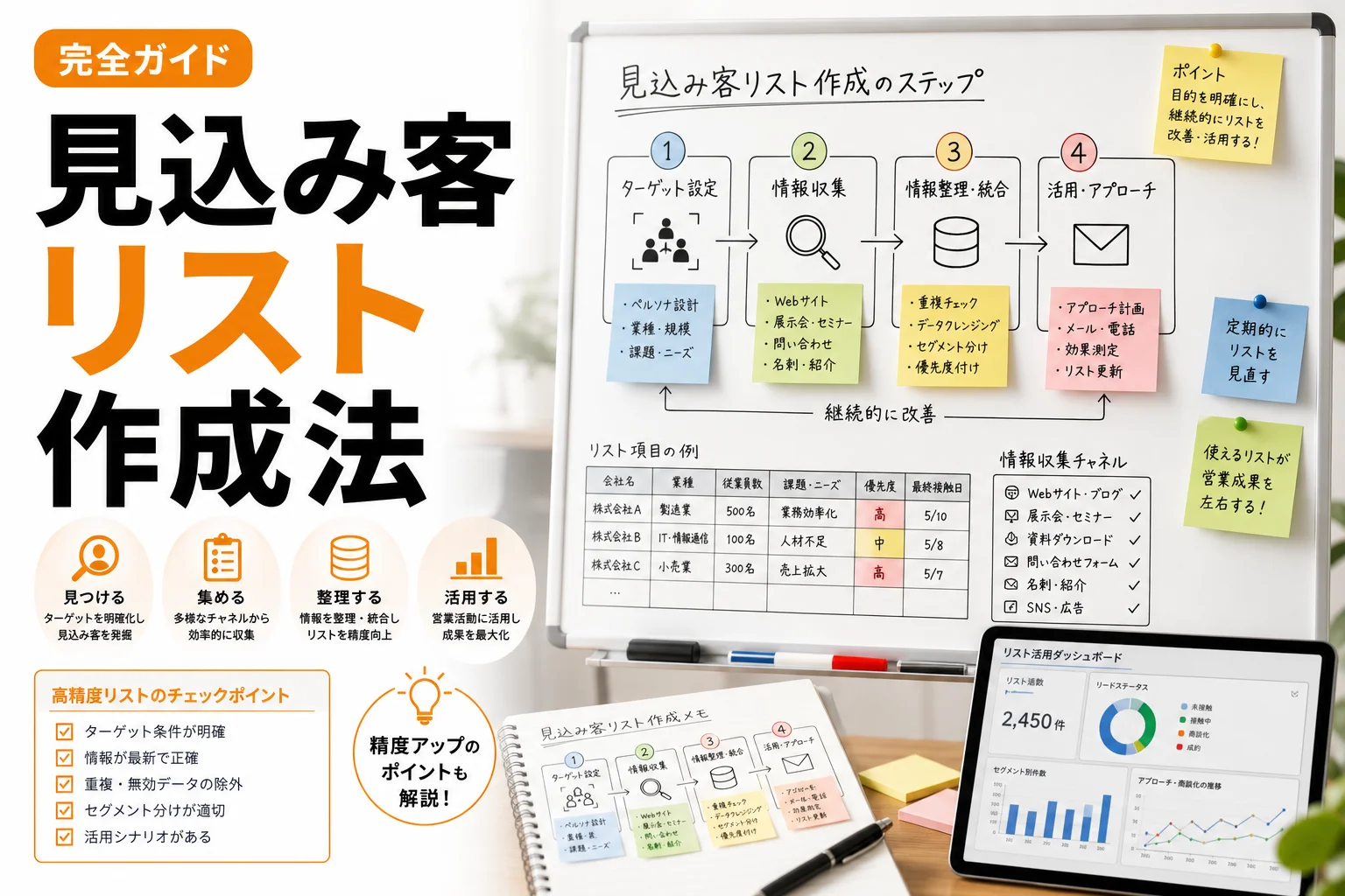 営業 見込み客リストの作り方完全ガイド|集め方・精度向上・活用法まで解説