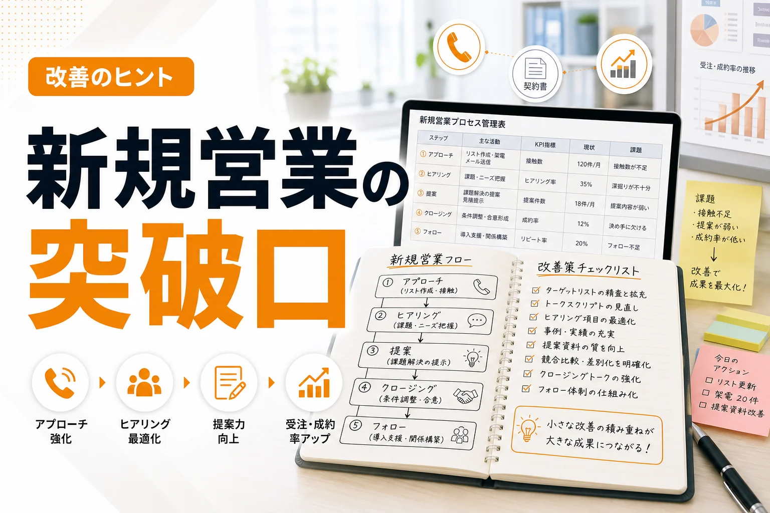 新規営業がうまくいかない原因とは?BtoB企業が成果を伸ばす改善策を体系的に解説