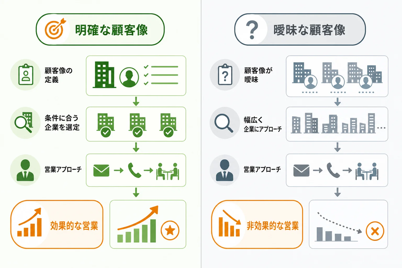 原因1:狙うべき顧客像が曖昧で、見込みの低い企業に営業している