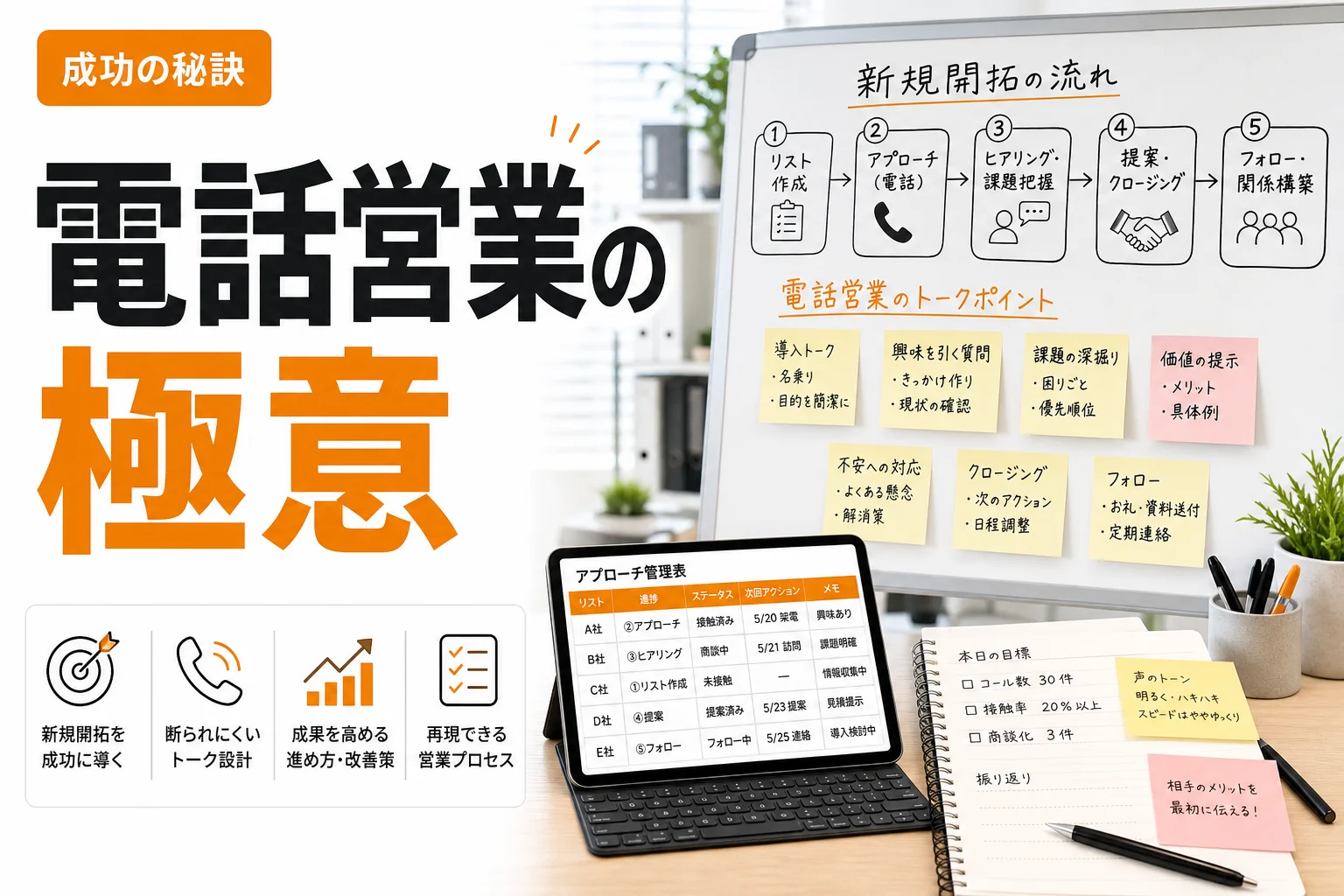 営業 新規開拓 電話の成果を高める方法とは?断られにくい進め方・トーク・改善策を解説