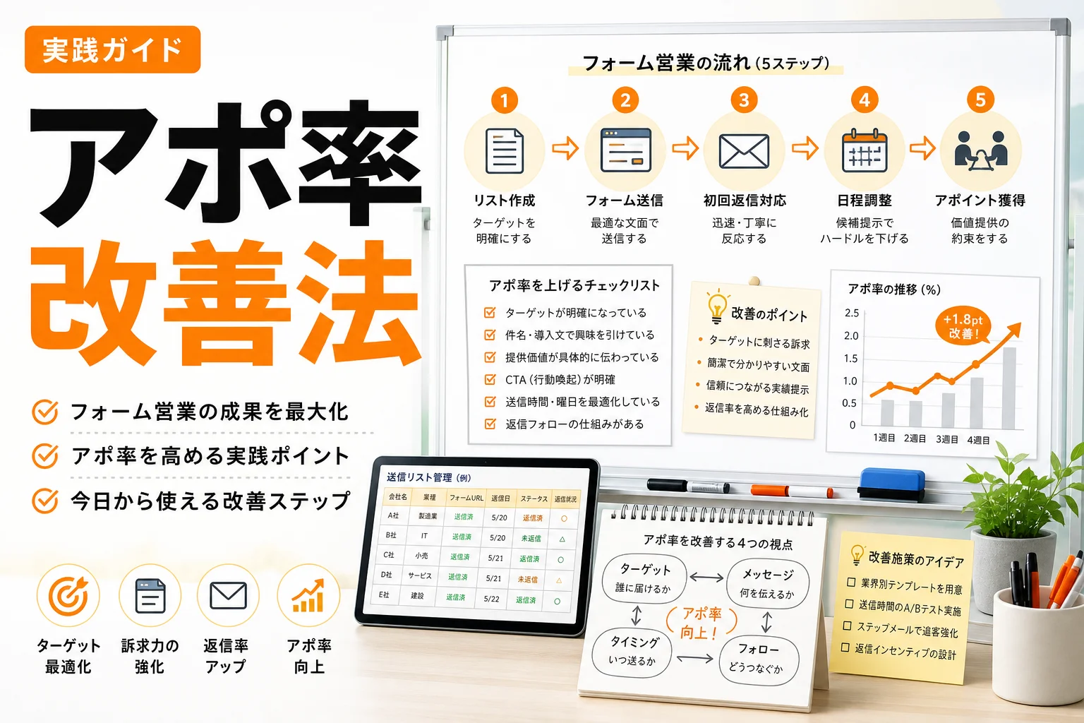 フォーム営業のアポ率を上げる方法とは?成果を改善する実践ポイントを徹底解説