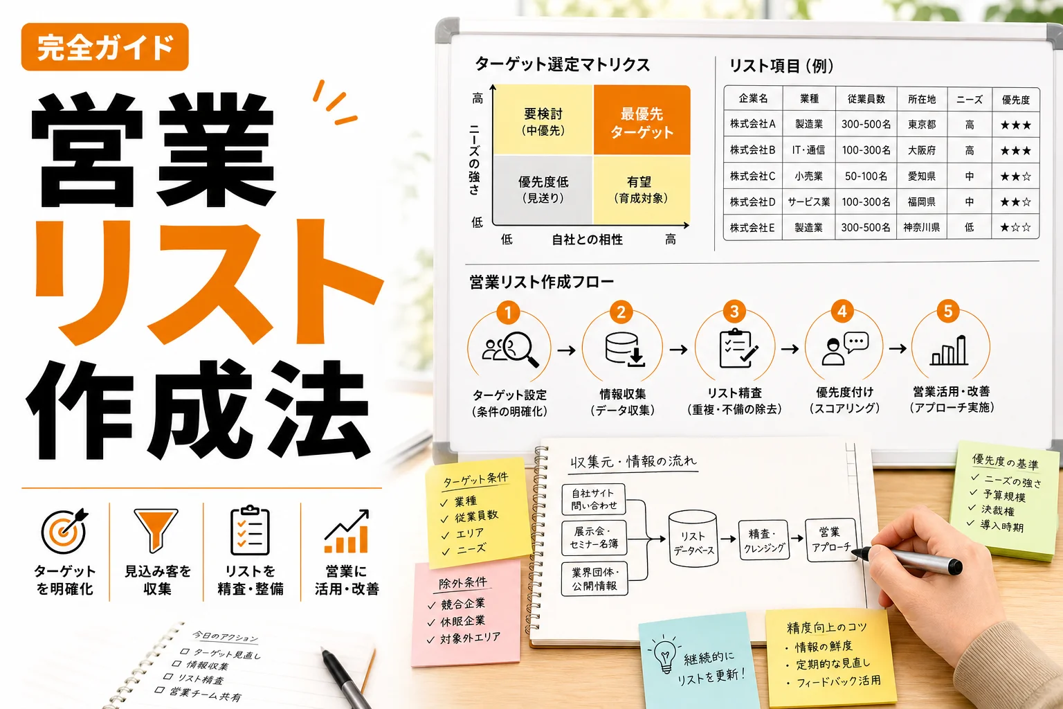 営業 用 リストの作り方完全ガイド|見込み客を増やす収集方法・精度向上・活用のコツ