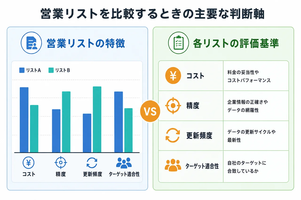営業リストを比較するときの主要な判断軸