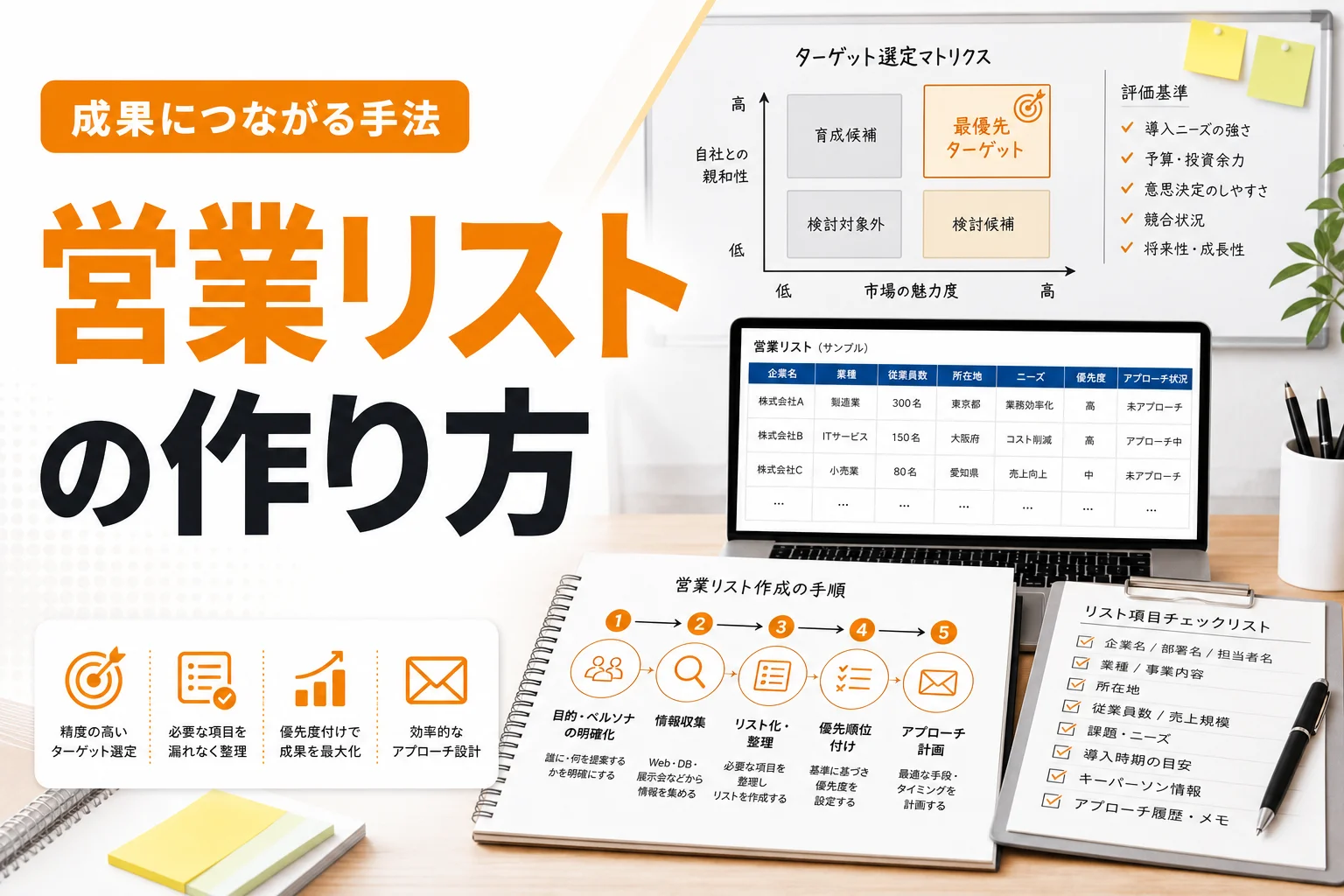 営業リストの作り方を徹底解説|成果につながる作成手順・項目・集め方・改善方法