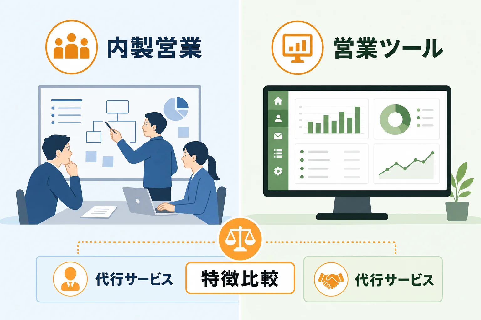 フォーム営業の主な選択肢を比較｜内製・ツール・代行の違い